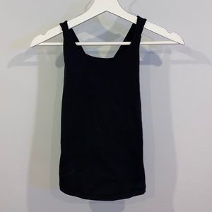 garage black workout tank top w/ criss cross back